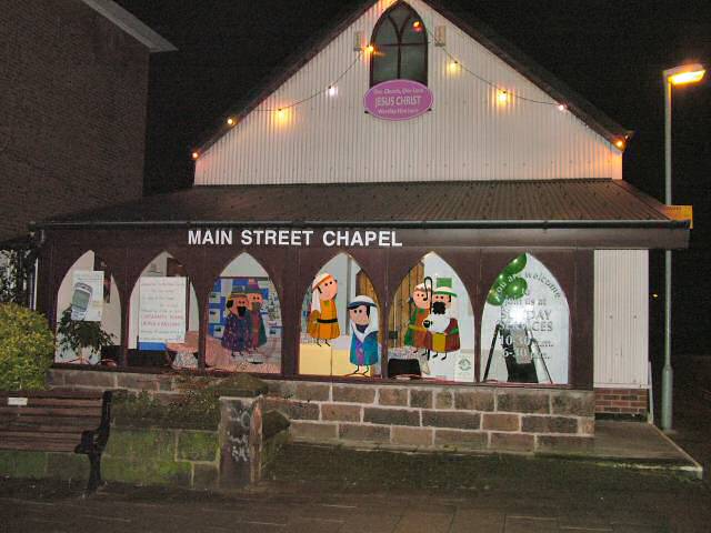 Main Street Chapel: the front of the building during Christmas Journey